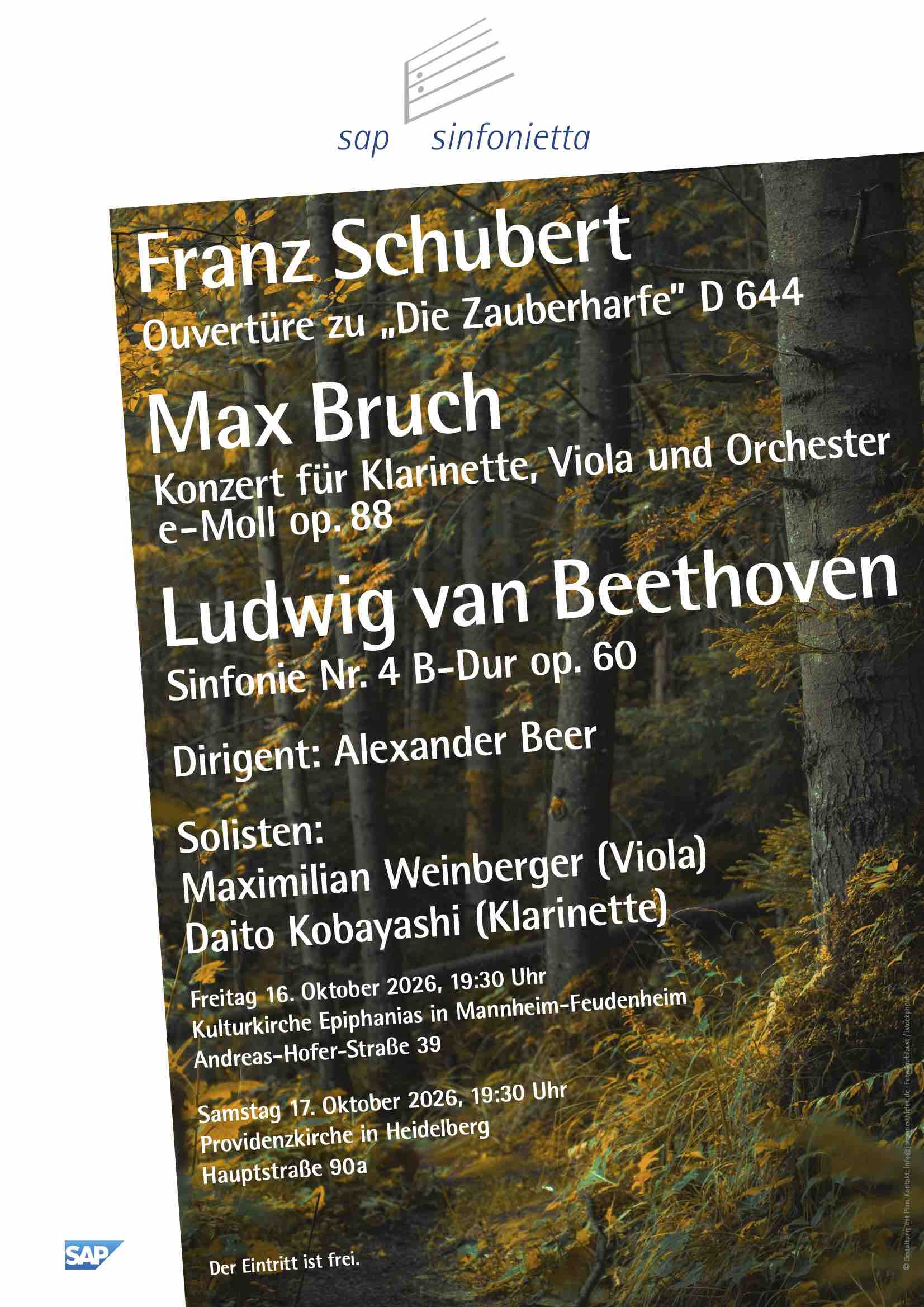 Konzertplakat der SAP Sinfonietta im Oktober 2026
